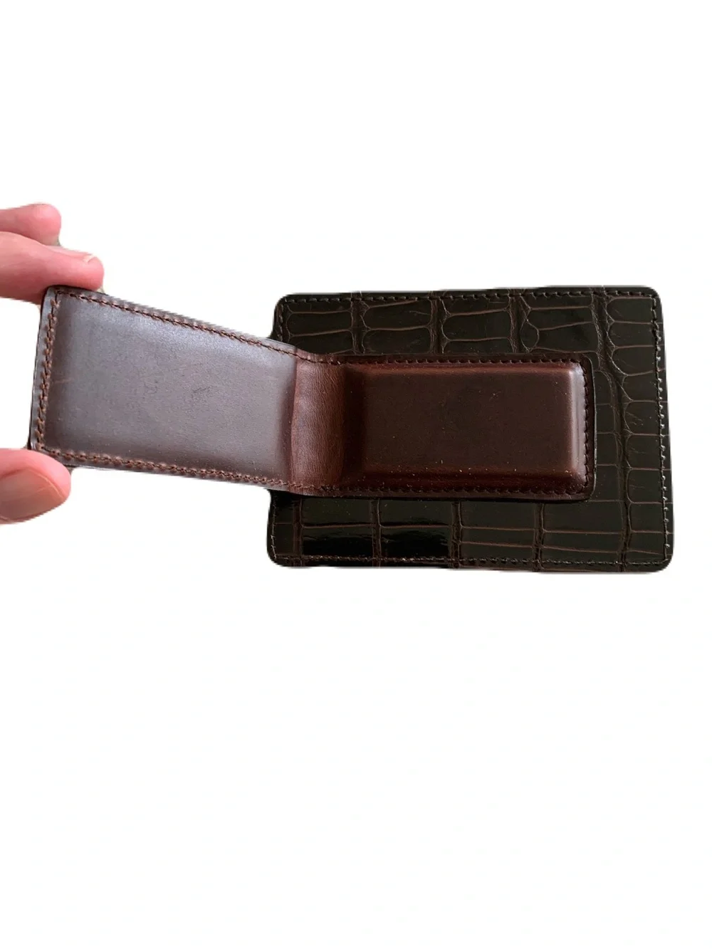 Made in USA Men’s Alligator Leather Sports Money Clip Credit Business Card Case